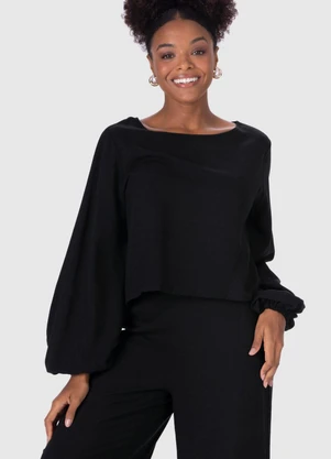 Malwee - Blusa Feminina Texturizada Preto - MALWEE
