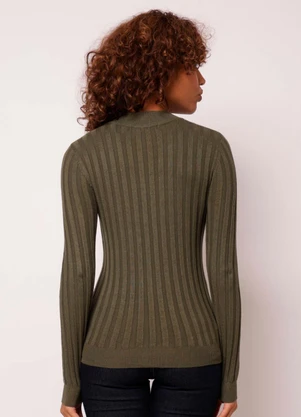 Torra - Blusa Feminina Tricô Canelado Manga Longa Verde - TORRA