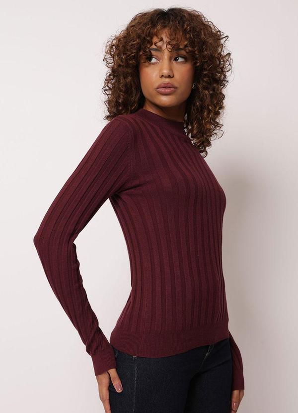 Torra - Blusa Feminina Tricô Canelado Vinho