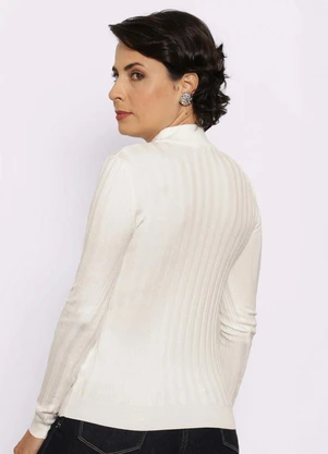 Torra - Blusa Feminina Tricô Gola Alta Canelada Branco - TORRA