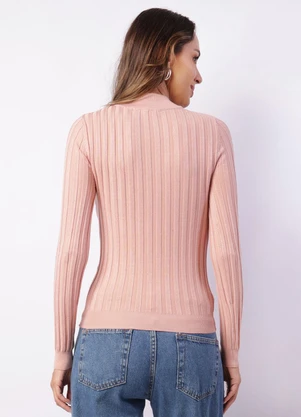 Torra - Blusa Feminina Tricô Gola Alta Canelada Branco - TORRA