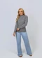 Doce Tom - Blusa Feminina Tricô Gola Alta Cinza - variação: Cinza