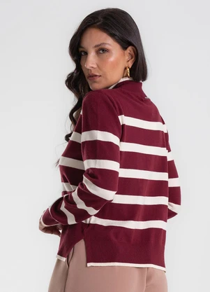 Endless - Blusa Feminina Tricot Listrado Vermelho - ENDLESS