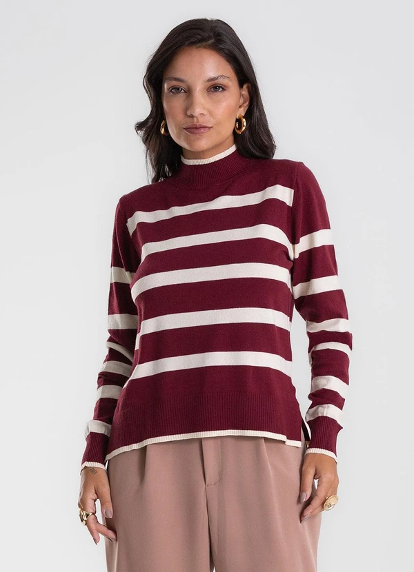 Endless - Blusa Feminina Tricot Listrado Vermelho