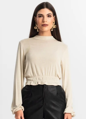 Endless - Blusa Feminina Tricot Manga Longa Bege - ENDLESS