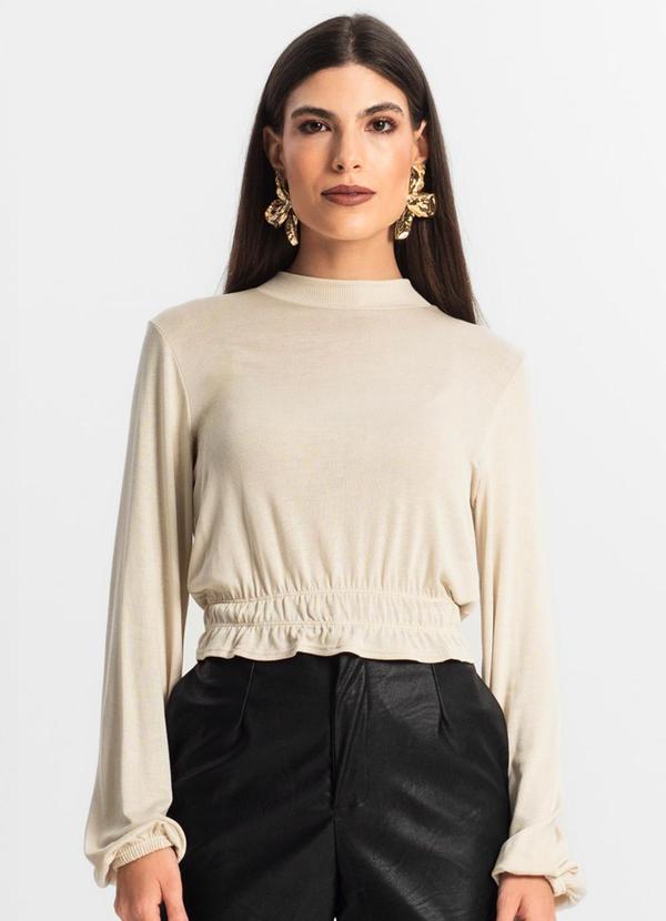 Endless - Blusa Feminina Tricot Manga Longa Bege
