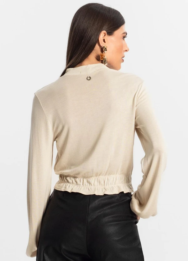 Endless - Blusa Feminina Tricot Manga Longa Bege 2