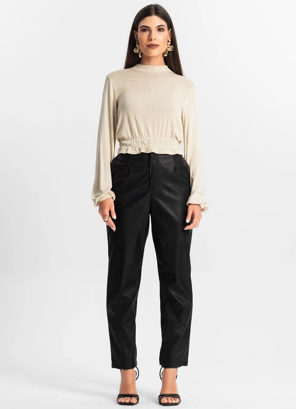 Endless - Blusa Feminina Tricot Manga Longa Bege 3