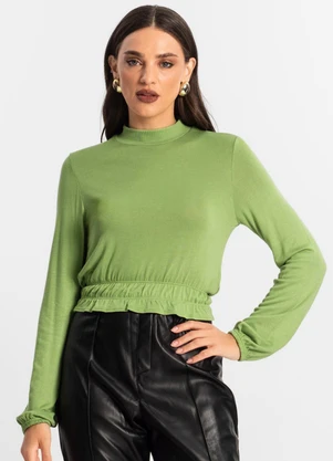 Endless - Blusa Feminina Tricot Manga Longa Verde - ENDLESS