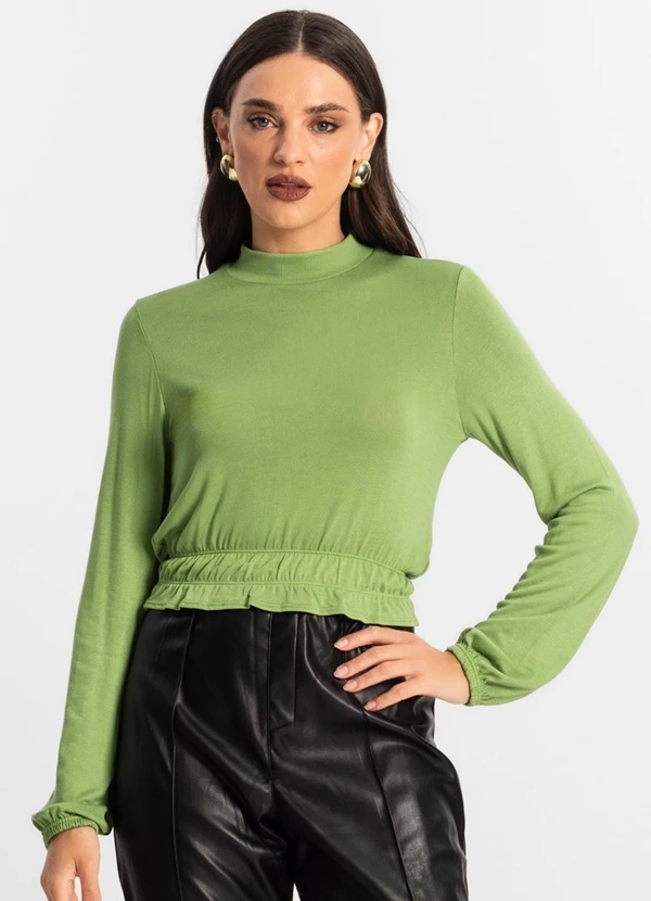 Endless - Blusa Feminina Tricot Manga Longa Verde