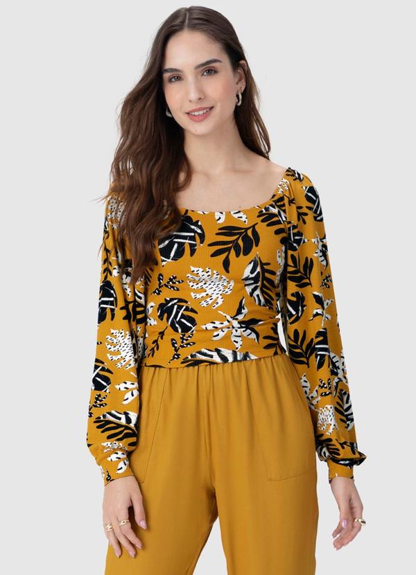 Malwee - Blusa Feminina Tropical Canelada Amarelo