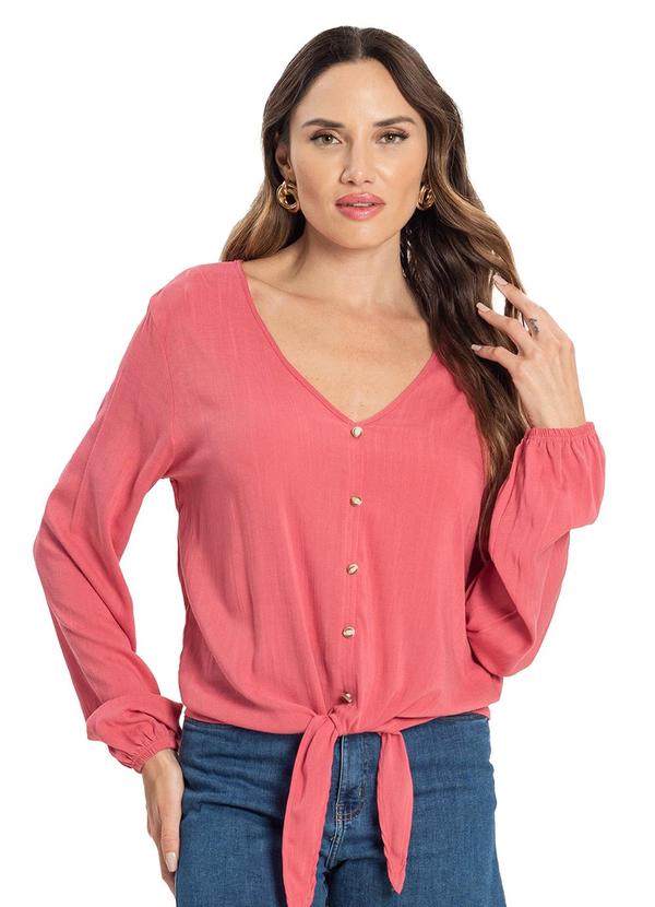 Rovitex - Blusa Feminina Viscose Manga Longa Rosa