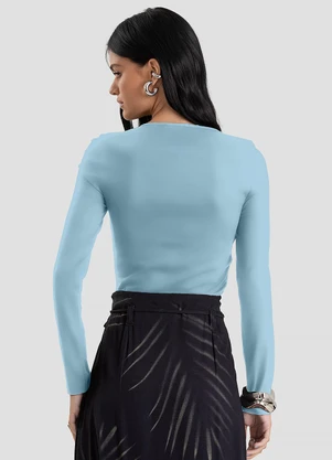 Dianna - Blusa Feminino Cotton Manga Longa Azul - DIANNA