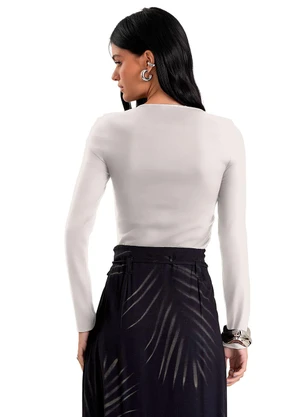 Dianna - Blusa Feminino Cotton Manga Longa Bege - DIANNA