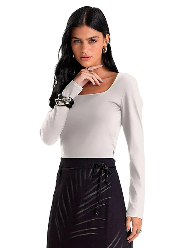 Dianna - Blusa Feminino Cotton Manga Longa Bege