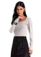 Dianna - Blusa Feminino Cotton Manga Longa Preto - variação: Bege