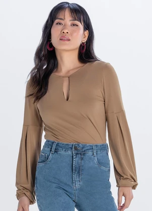 Marialícia - Blusa Feminino Marrom - MARIALÍCIA