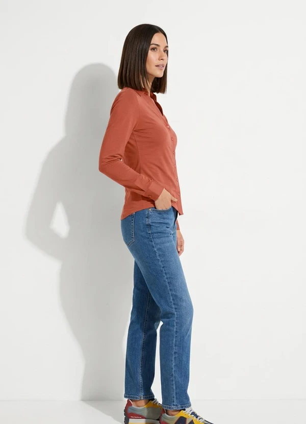 bonprix - Blusa Ferrugem em Viscose Plana