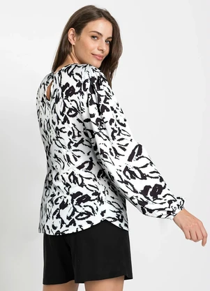 bonprix - Blusa Floral Abstrato em Crepe Plano - BONPRIX