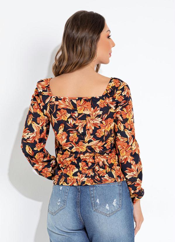 Outlet - Blusa Floral Amarela com Elástico nos Ombros 2