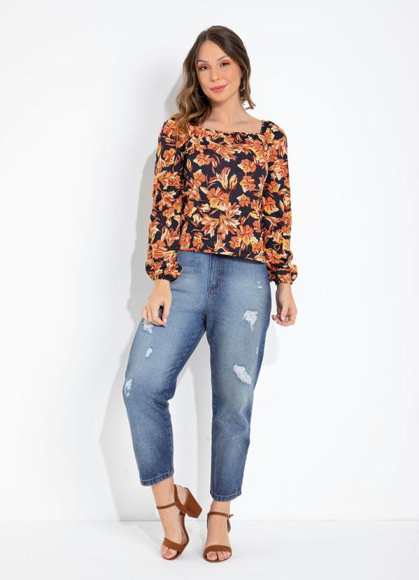Outlet - Blusa Floral Amarela com Elástico nos Ombros 3