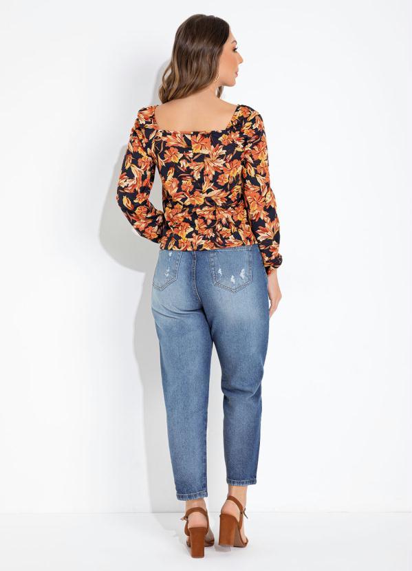Outlet - Blusa Floral Amarela com Elástico nos Ombros 4