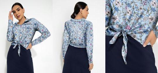 Blusa Floral Azul com Amarrao