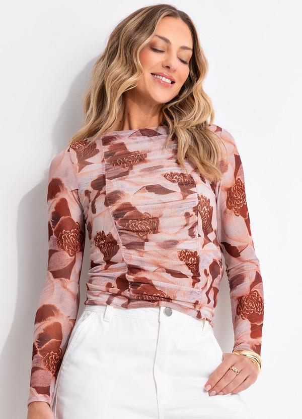 Blusa (Floral Bege) em Tule