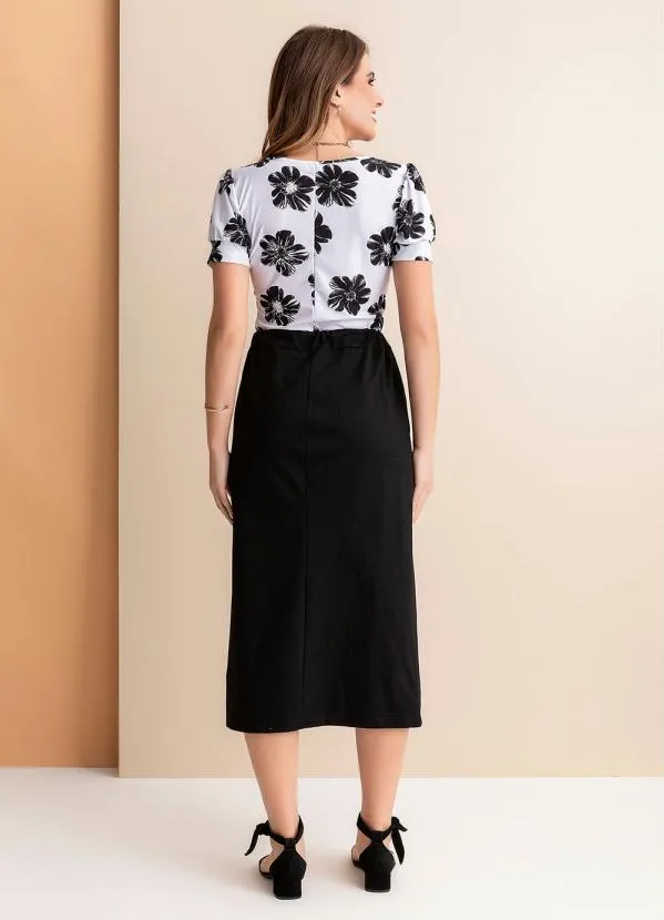 Rosalie - Blusa Floral Branco em Malha Crepe 4