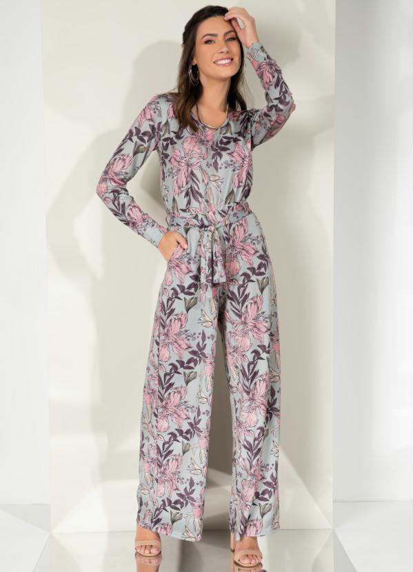 Outlet - Blusa Floral Cinza com Decote V 3