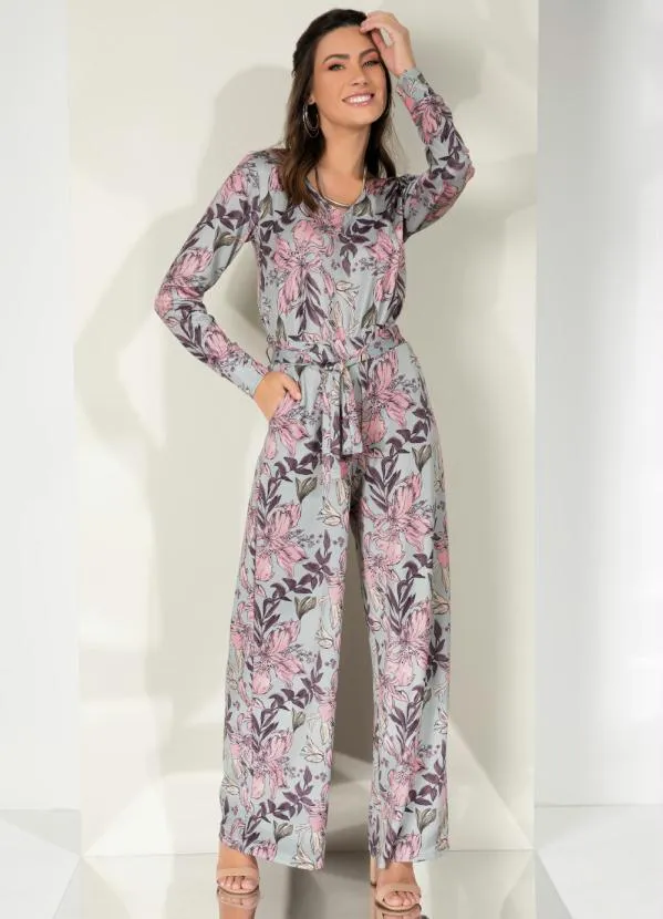 Queima Estoque - Blusa Floral Cinza com Decote V 3