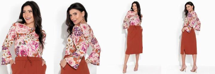 Blusa Floral com Manga Longa