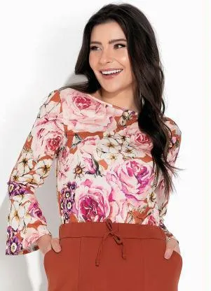 Rosalie - Blusa Floral com Manga Longa - ROSALIE