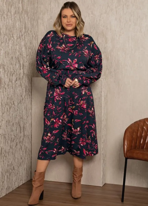 Quintess - Blusa Floral Dark com Mangas Bufantes 7