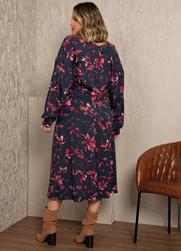 Quintess - Blusa Floral Dark com Mangas Bufantes 8