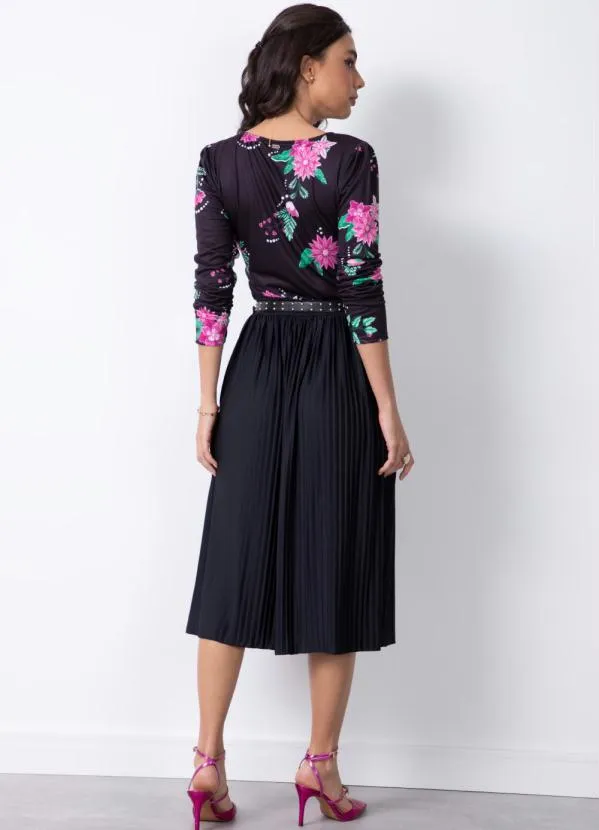 Quintess - Blusa Floral Dark com Mangas Bufantes 3