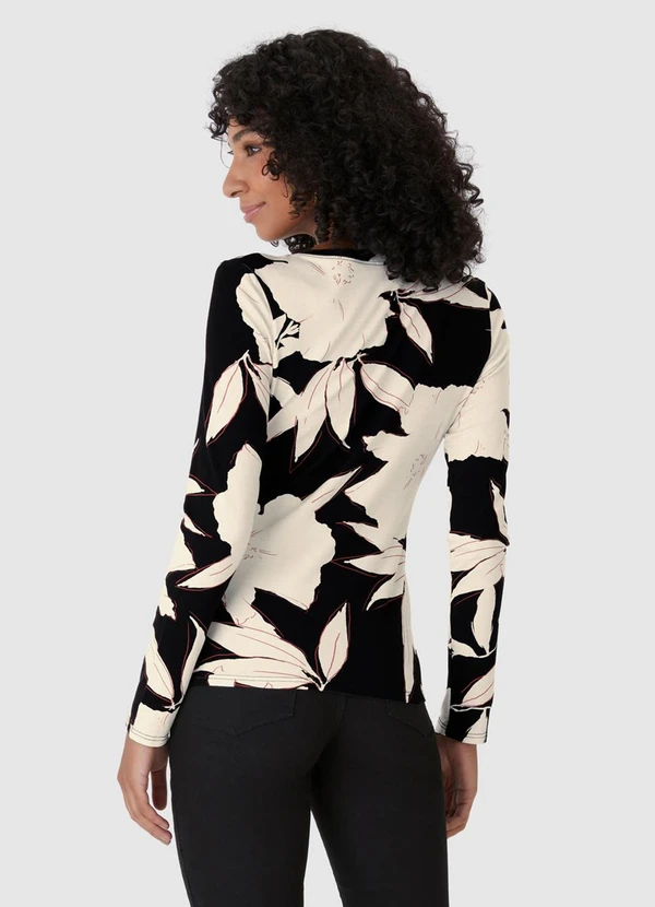 Malwee - Blusa Floral em Malha Preto 2