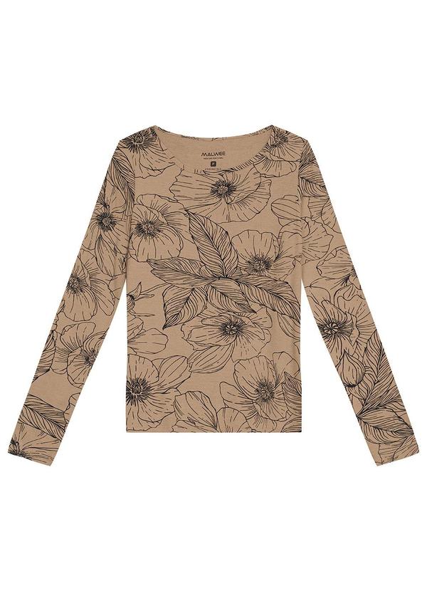 Malwee - Blusa Floral em Viscose Conforto Marrom