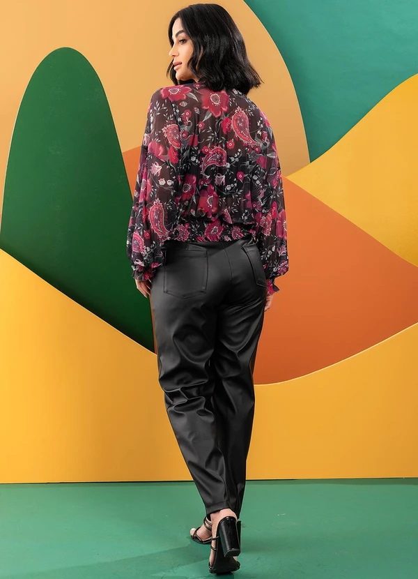 Quintess - Blusa Floral Folk em Tule