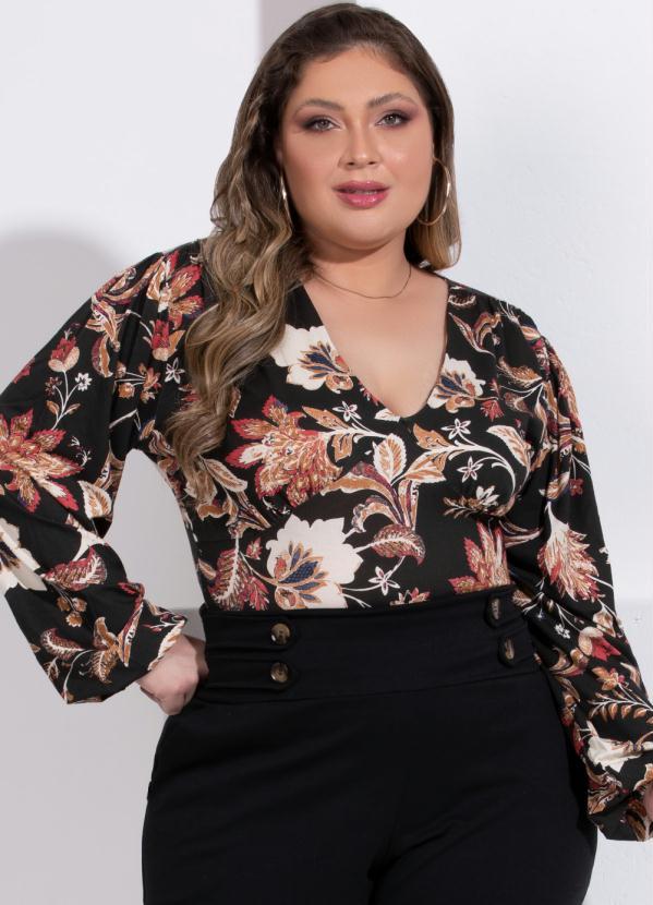 Outlet - Blusa Floral Folk Mangas Longas e Laço Costas 6