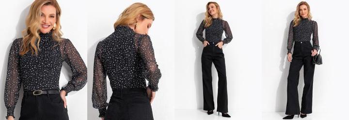 Blusa Floral Liberty em Tule