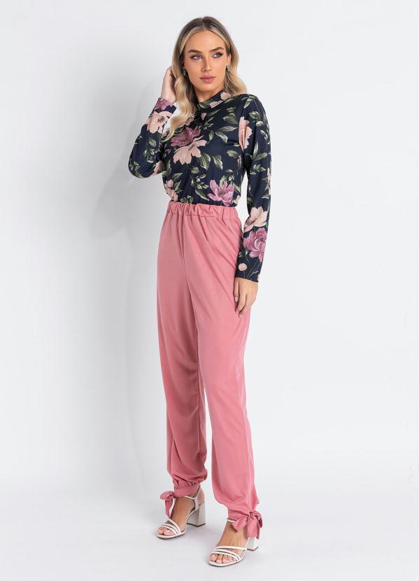 Queima Estoque - Blusa Floral Marinho com Gola 3