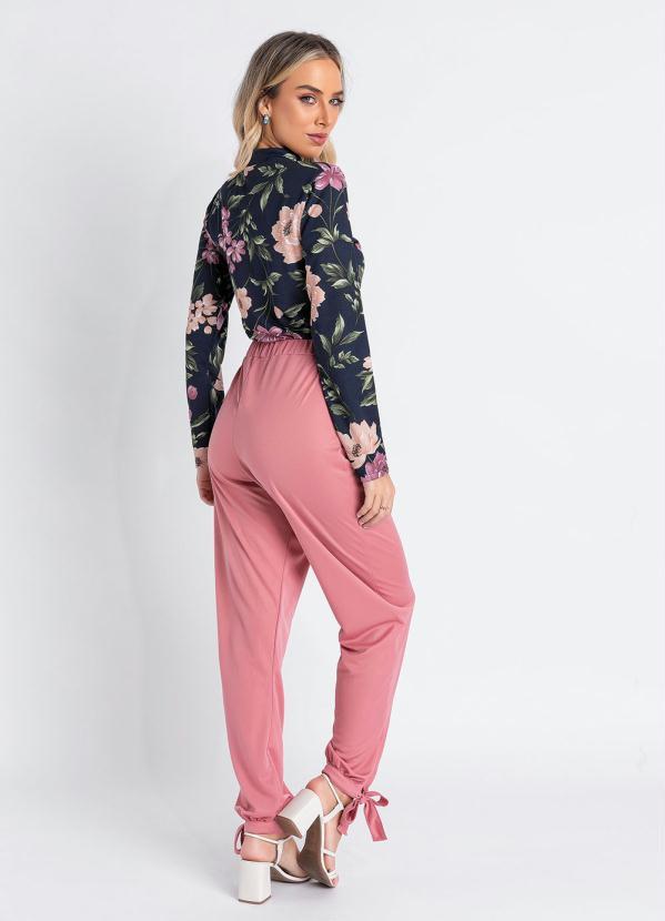 Queima Estoque - Blusa Floral Marinho com Gola 5