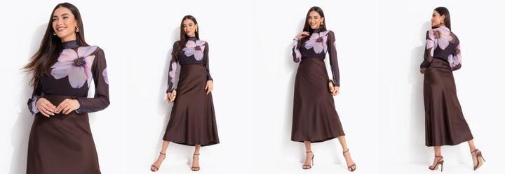 Blusa Floral Maxi em Tule