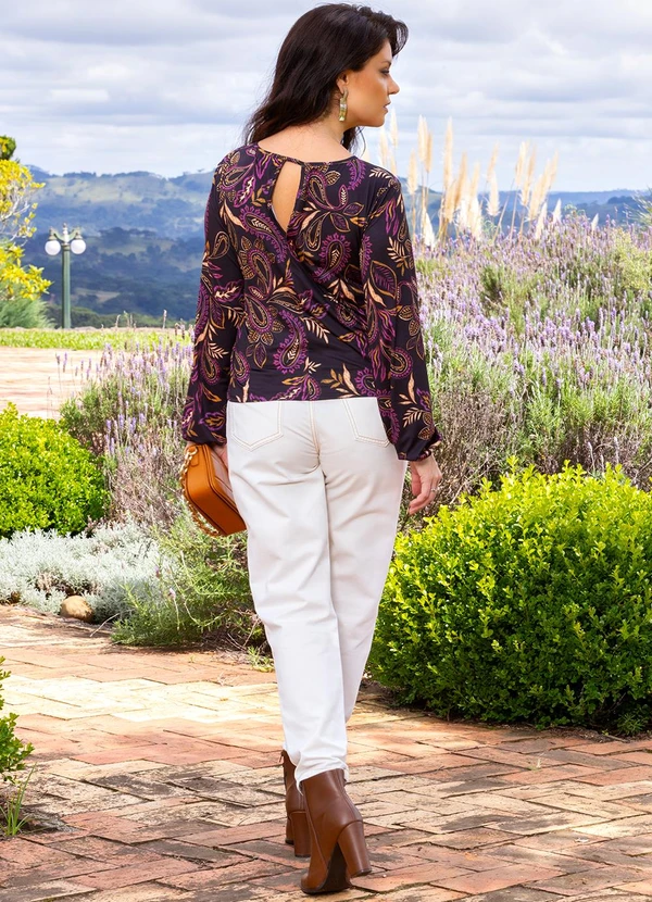 Quintess - Blusa Floral Paisley em Malha com Elastano 4