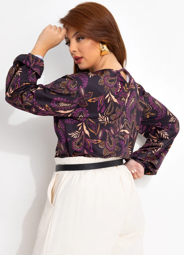 Quintess - Blusa Floral Paisley em Malha com Elastano 8