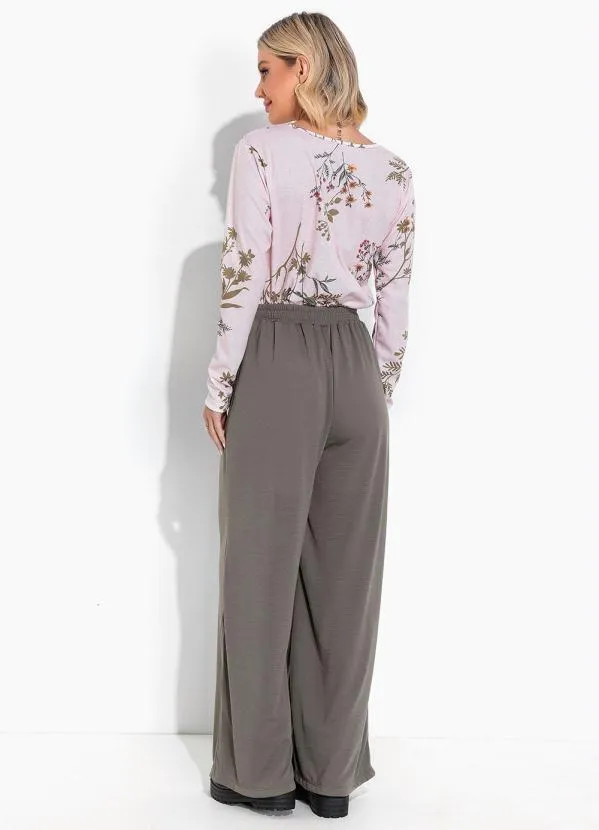 Moda Pop - Blusa Floral Rosa com Decote Redondo 5