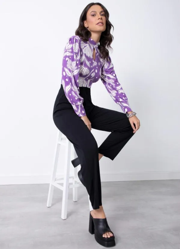 Quintess - Blusa Floral Roxo com Gota 2