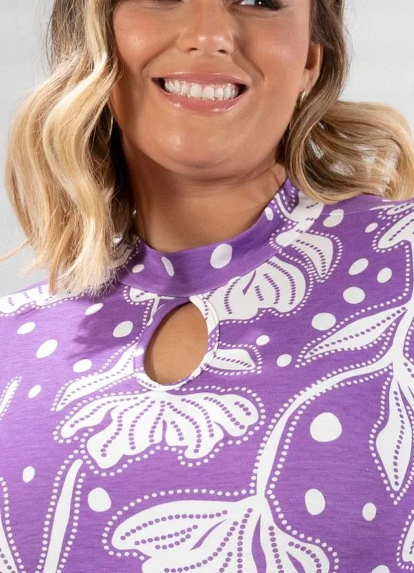 Quintess - Blusa Floral Roxo com Gota 6