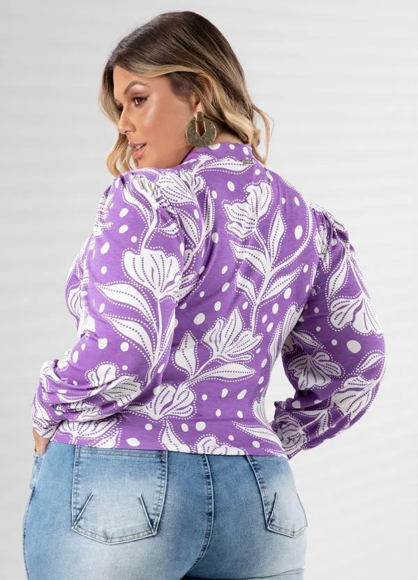 Quintess - Blusa Floral Roxo com Gota 8